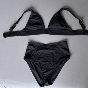 Black High-Waist Triangle Bikini Set